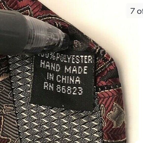 BILL ROBINSON Men's Tie & Hanky Paisley Red Black Beige 58L 3.5W MINT Retail$89 - Picture 10 of 11